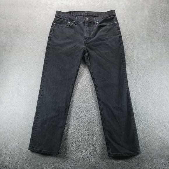 Levis 514 Jeans Mens 36x30 Black Straight Mid Rise Dark Wash Denim - Picture 1 of 10